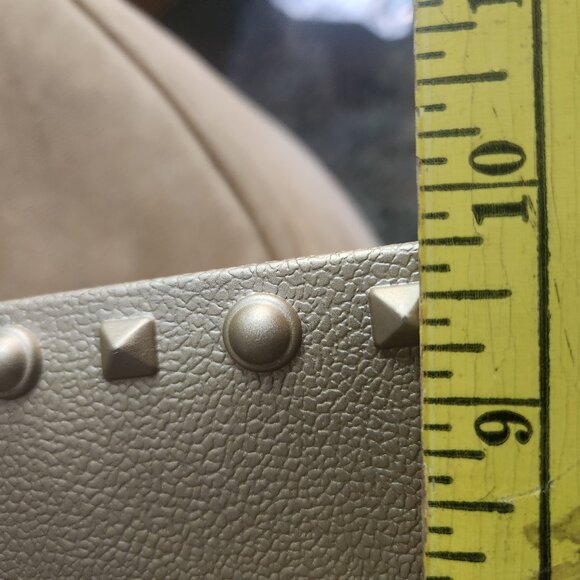 Funky New Gold Metallic Jelly pvc Bag by Most Wanted w/lots of gold "rivets" - Picture 10 of 10